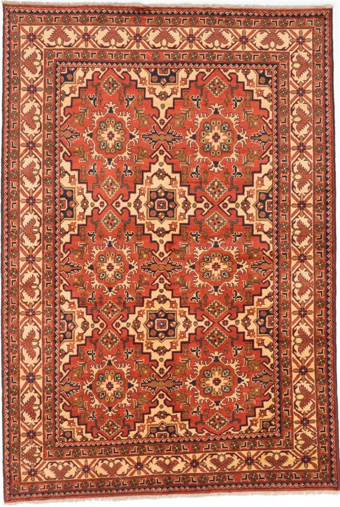 Vintage Hand-Knotted Area Rug 6'9" x 10'0" Traditional Oriental Wool Carpet
