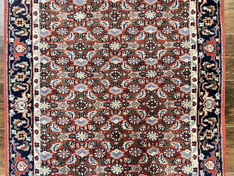 Indo Perisan Rug 3x5 Red Navy Blue Vintage Wool Handmade Small Bidjar Carpet gallery