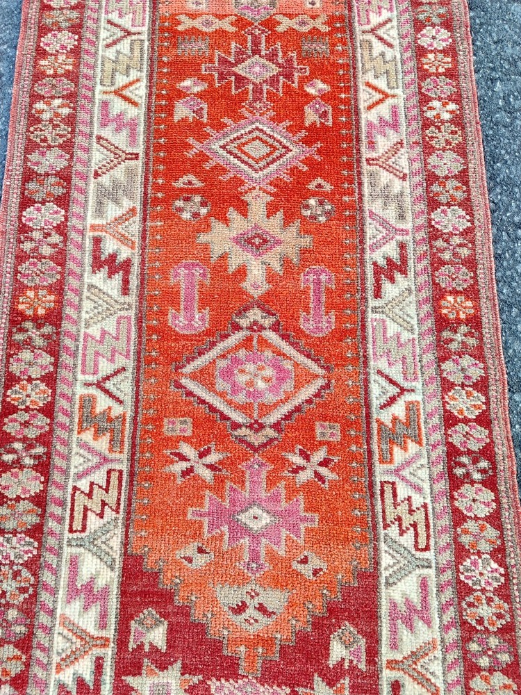 3x14 Ft Antique rug Colorful, Turkish runner 3x14 vintage, Heriz rug, Herki rug