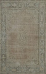 Vintage Distressed Area Rug 8×11 Ft Geometric Muted Oriental Wool Carpet