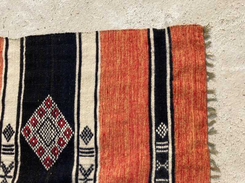 Vintage Handmade Moroccan Berber Geometric Wool Kilim Rug 219x141 cm gallery