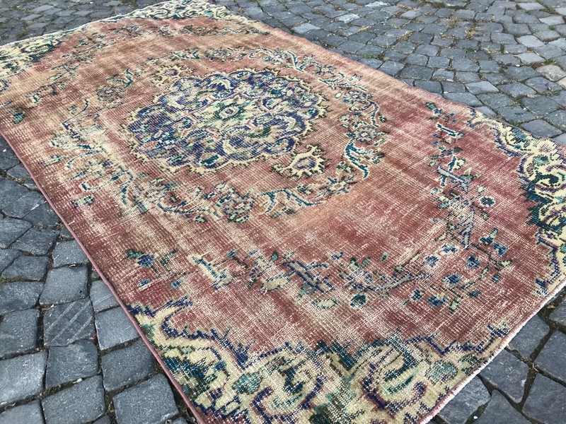Turkish Antique rug Bohemian Area rug Oushak rug Vintage Rug Handmade Wool rug gallery