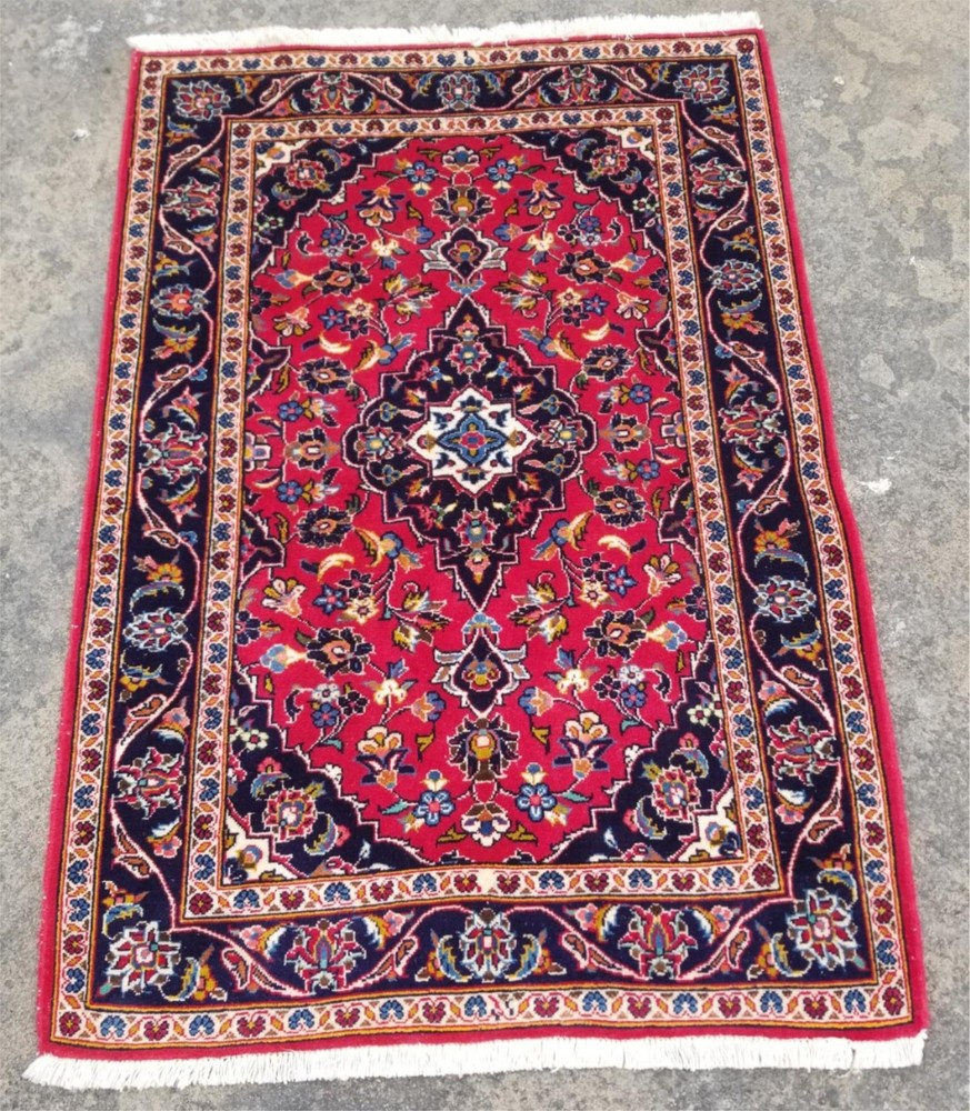 Vintage Traditional Handmade Oriental Wool Multicolor Rug 147 x 104 cm
