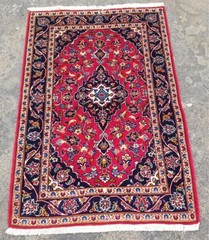 Vintage Traditional Handmade Oriental Wool Multicolor Rug 147 x 104 cm