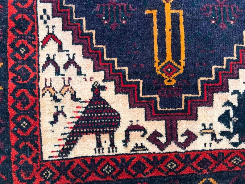 COLLECTORS’ ITEM Vintage Stunning Pictorial Tribal Belouch Nomadic Carpet gallery