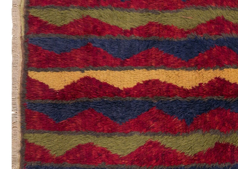Handwoven Turkish Tulu Rug • 4x7 ft Vintage Konya Wool Flokati gallery