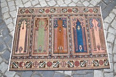 Vintage Turkish Saff Design Rug 2’9” x 3’9” ft. Anatolian Kilim Wool Pile Rug