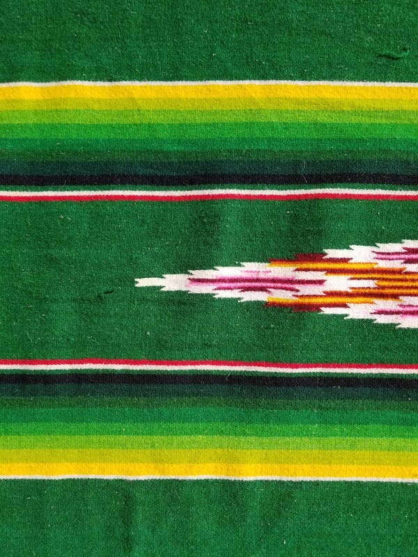 Vintage Handmade Mexican Saltillo Serape Wool Multicolor Kilim 7.6x4.9 ft gallery