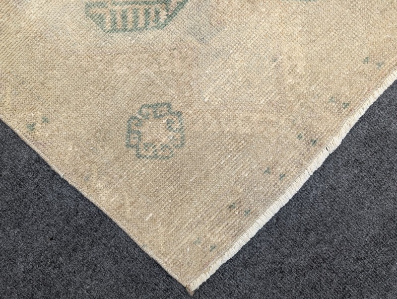 2 x 4 ft Vintage Beige Green Door Mat, Turkish Oushak Wool Bathroom Area Rug gallery