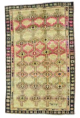 Vintage Geometric Tribal Distressed Oriental Rug Muted Boho Decor Carpet 5X8 ft