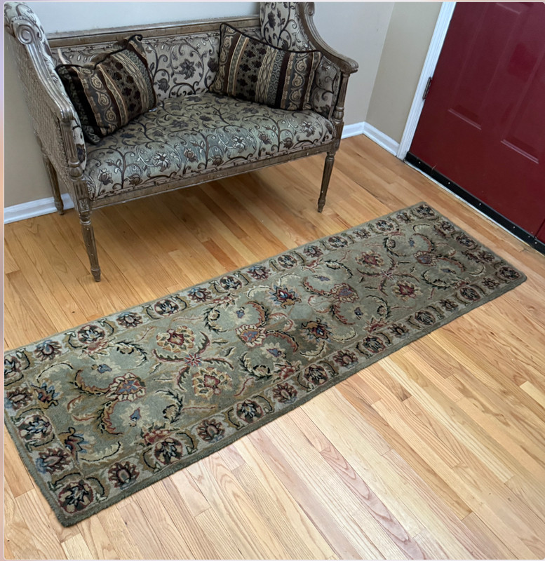 Persian Style Sage Green Floral Wool Runner Rug 2.5x7.5 Entryway Carpet gallery