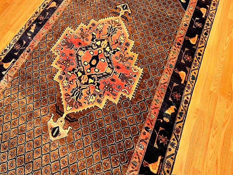 5 x 10.6 Handmade Fine Quality Antique One Of A kind Pictorial Wool Wide Runner gallery