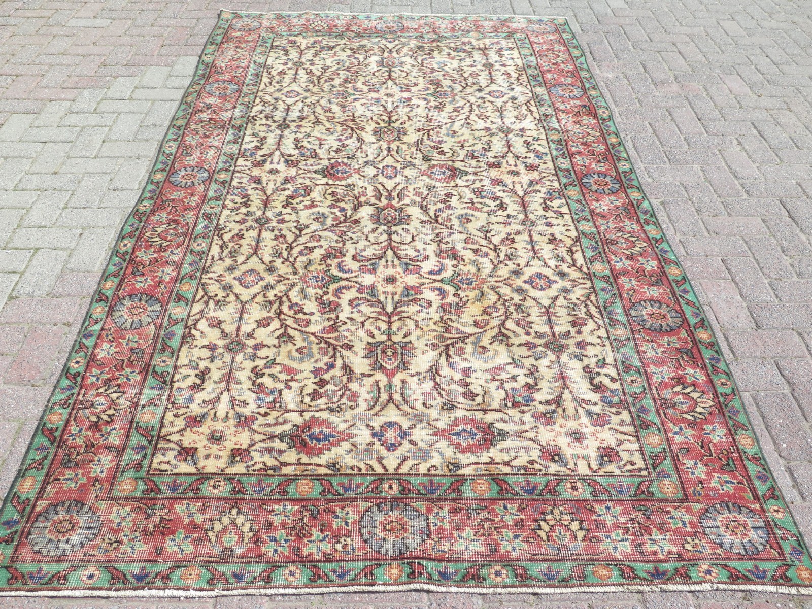 Floor Carpet, Vintage Rug, Anatolia Carpet, Distressed Rug Handmade Rug 65"x109" gallery