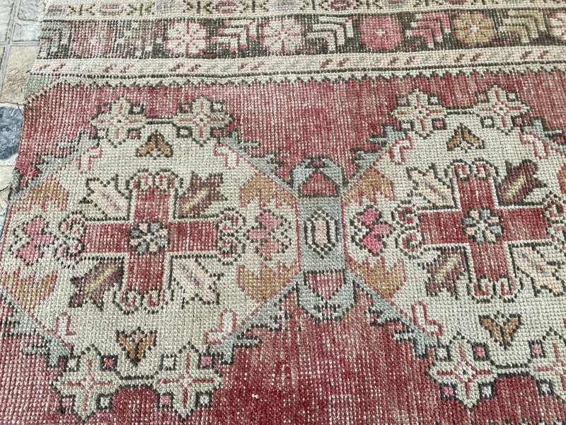 1970s Geometric Turkish Vintage Runner, Tribal Handmade Anatolian Rug 3.3 × 6.7 gallery