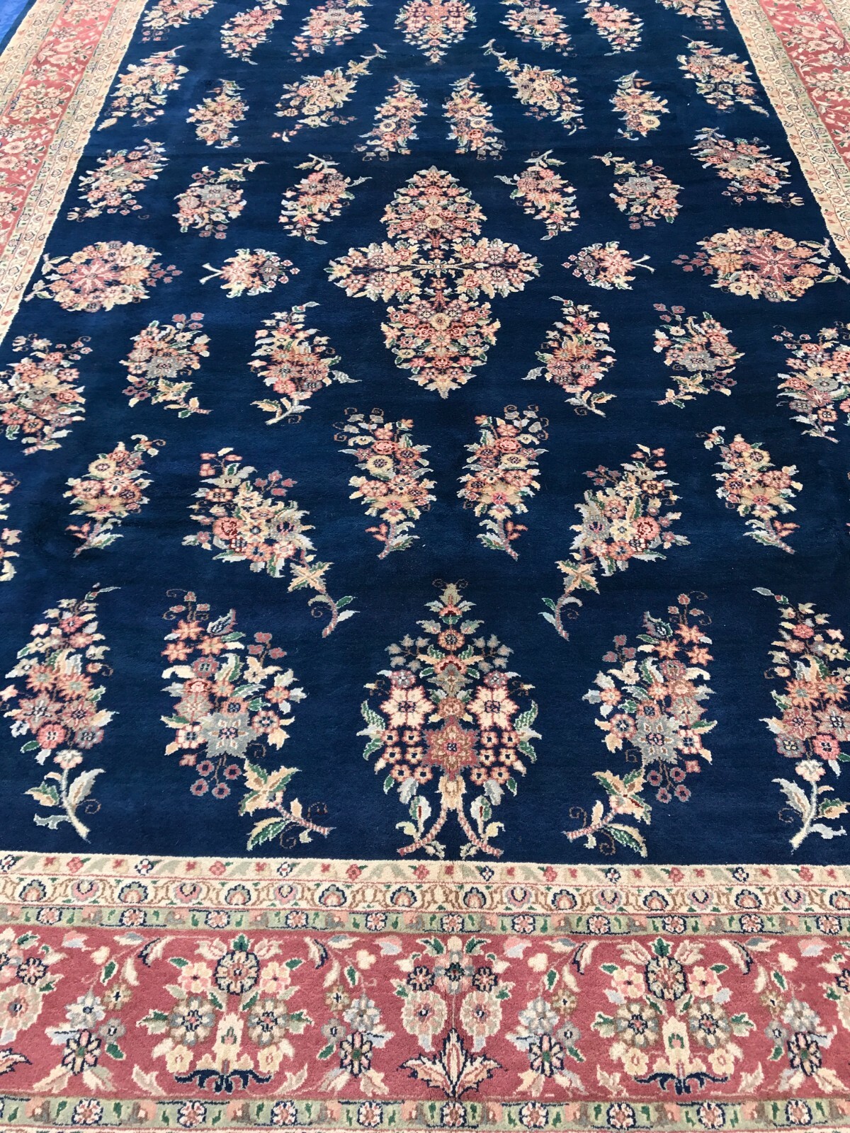 High Quality Handmade in India Floral Design Large Area Rug 9'x12' Natural Dyes gallery