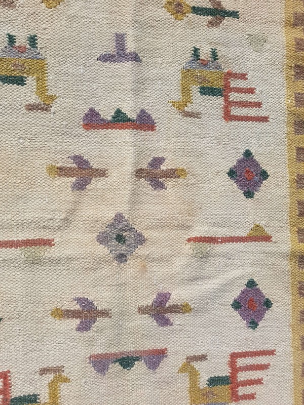 Vintage Handmade Traditional Figural Brown Kilim Floor Rug Carpet 128x68cm gallery