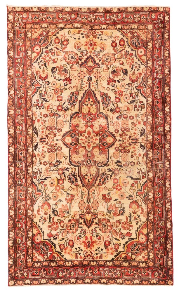 Vintage 4'3" x 7'1" Traditional Hand Knotted Vegetable Dye Wool Area Rug