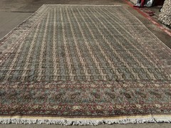 13×20 ANTIQUE ORIENTAL RUG VINTAGE GREEN BLUE WOOL HAND-KNOTTED handmade 14×20