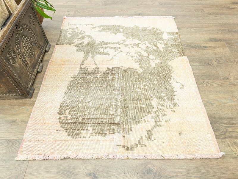 Turkish Pictorial Atatürk Rug-3.1x3.10 ft-Art deco Oushak carpet-Wall decor gallery