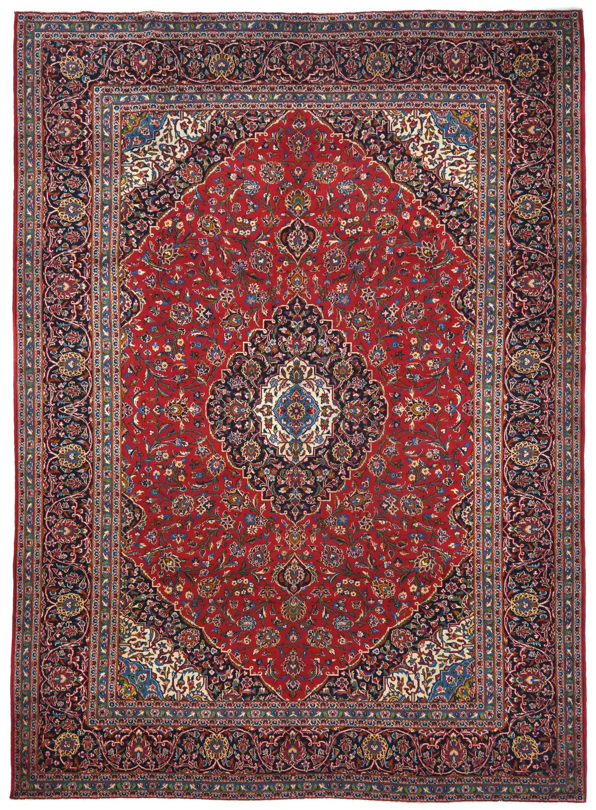 Vintage Hand-Knotted Red Floral Oriental Bedroom Carpet Rug 8'1 X 11'3 ft gallery