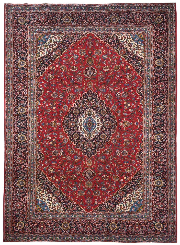 Vintage Hand-Knotted Red Floral Oriental Bedroom Carpet Rug 8'1 X 11'3 ft