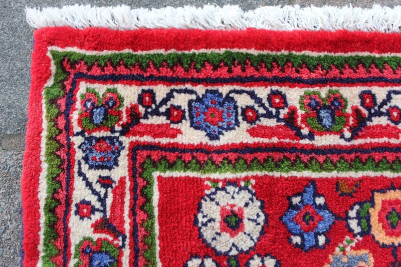 Vintage Hand Made Traditional Oriental Wool Red Long Rug Runner 263x105cm gallery