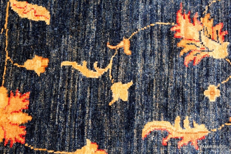 _HANDMADE_BLUE_RUG_8' x 10' vegetable dye Navy Royal Blue, Light Beige Gold gallery