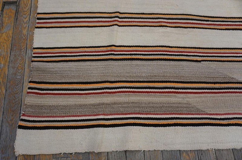 5'x6' Antique Striped Native American Flatweave Navajo Light Ivory Color Rug gallery