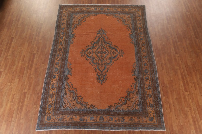 Traditional Orange Wool Area Rug 8x12 Ft Handmade Medallion Living Room Rug gallery