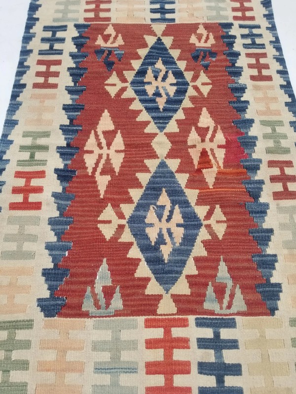 Vintage Traditional Handmade Turkish Wool Multi Kilim Rug 3.7x2.5ft gallery