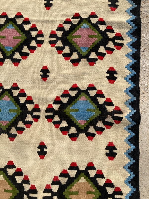 Vintage Handmade Traditional Geometric Wool Kilim Runner Rug 198x52 cm gallery