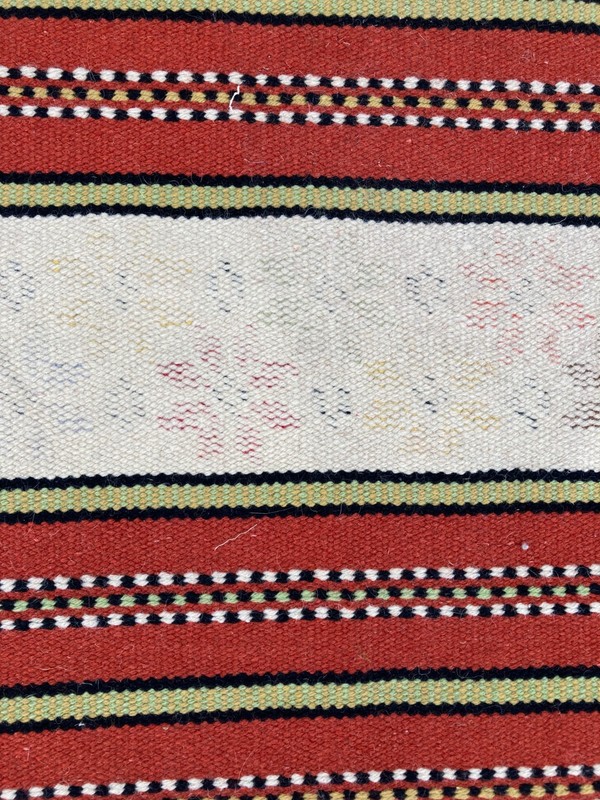 Vintage Traditional Handmade European Strip Flat Wool Kilim Floor Rug 117x62 cm gallery