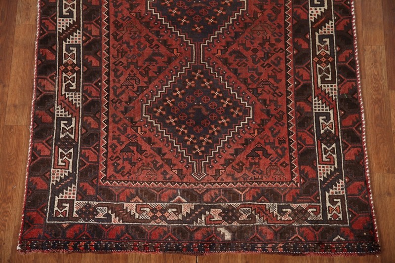 Vintage Rug 4x7 ft.Oriental Qashqai Hand-Knotted Wool Low Pile Living Room Rug gallery