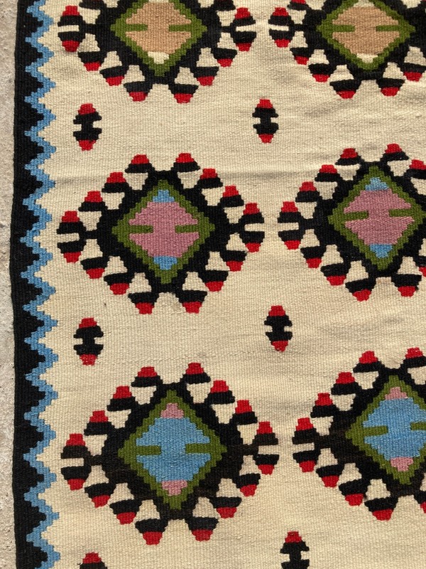 Vintage Handmade Traditional Geometric Wool Kilim Runner Rug 198x52 cm gallery