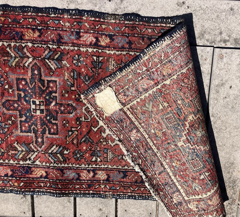 Fine Oriental Rug Hand knotted Vintage Red Blue Runner 24" x 65" gallery