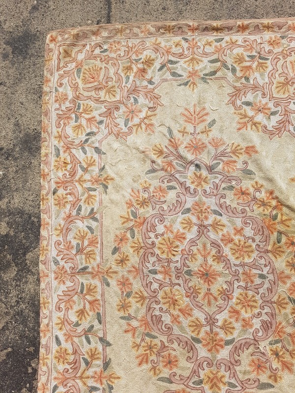 Vintage Hand Woven Traditional Kashmiri Floral Multicolor Kilim Rug 141x88 cm gallery