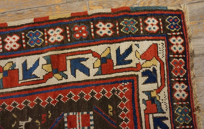 3'x6' Tribal Geometric Brown Earth Tone Antique Small Late 19th Century Caucasus gallery