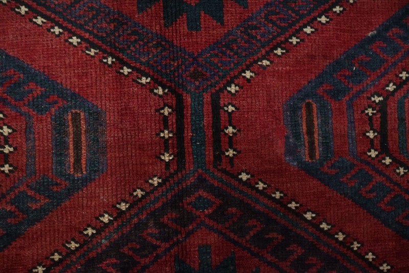 Rich Red Geometric Area Rug Wool Hand-made Living Room Vintage Tribal Carpet 6x8 gallery