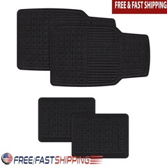 Universal Fit Black Woven Car Floor Mats 4 Pack Durable Easy Clean Non-Slip New