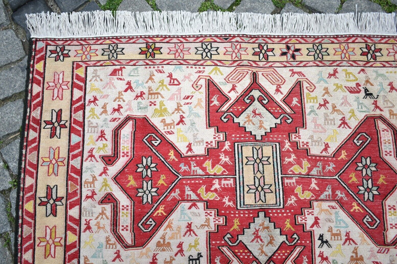 Caucasian Silk Soumak Rug 3'9 x 6'2 ft Fine Quality Animal Design Silk Soumak gallery