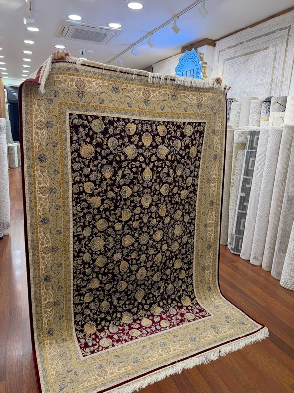 Turkish Silk Blend Rug 8x11ft Burgundy Red Cream Floral Oriental Luxury Area Rug gallery