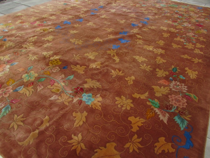 Antique Hand Made Art Deco Chinese Carpet Brown Wool Large Carpet 480x360cm gallery
