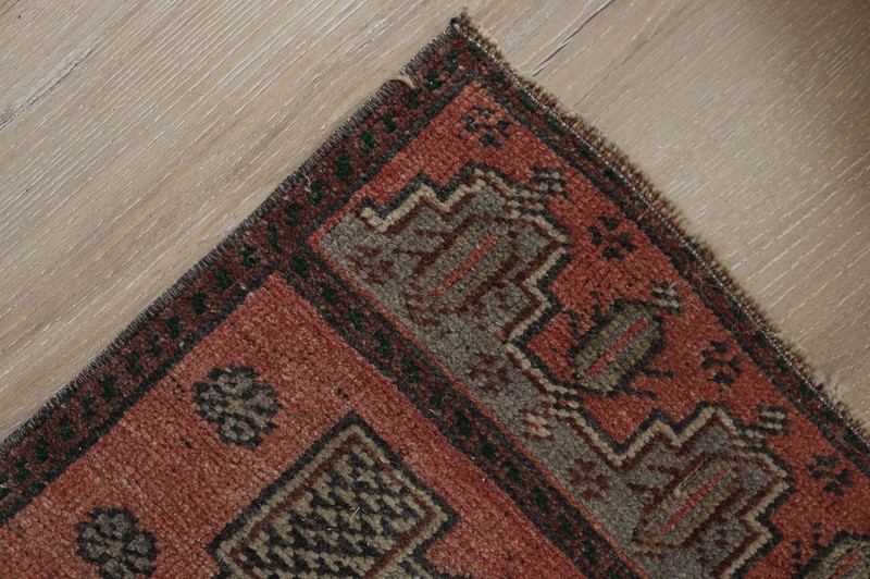 1x4 Vintage Turkish Rug, Bohemian Wool Mat, Hand Knotted Rug, Oushak Rug gallery