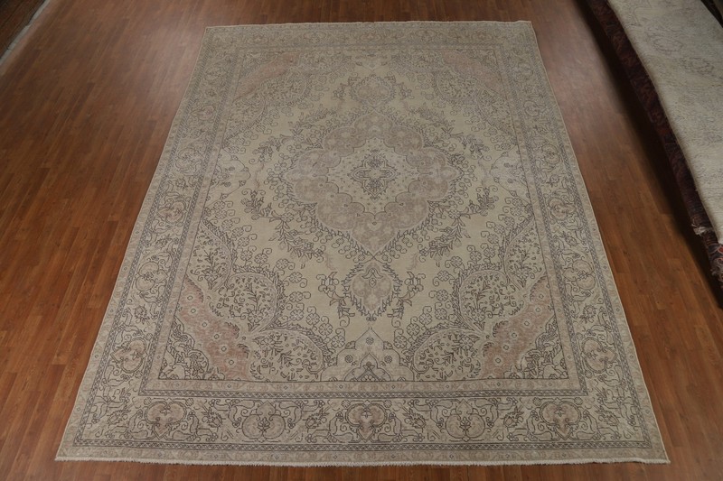 Vintage Traditional Medallion Tebriz Area Rug 10x13 Handmade Living Room Rug gallery