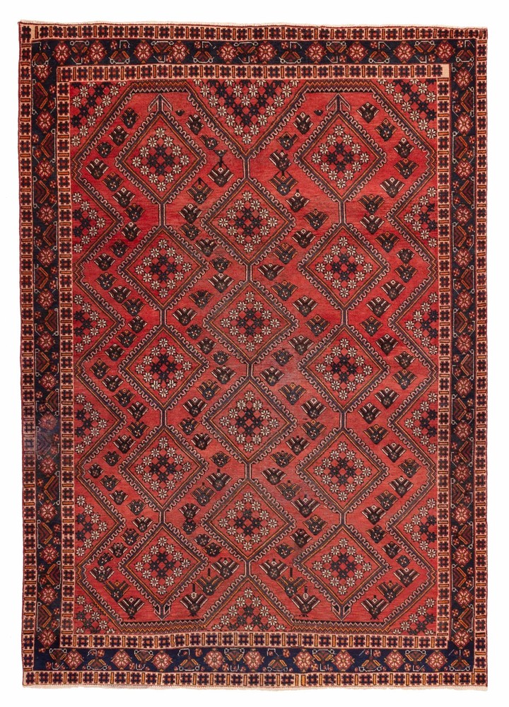 Vintage 6'8" x 9'7" Traditional Hand Knotted Vegetable Dye Wool Area Rug