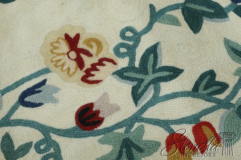 LF50354EC: Quality Indian Crewel Work Style Approx. 6 x 9 Flat Pile Floral Rug gallery