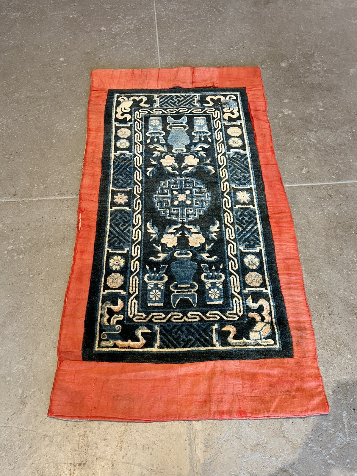 Late 19 Century Antique Vintage Tibetan Rug In Very Good Condition gallery