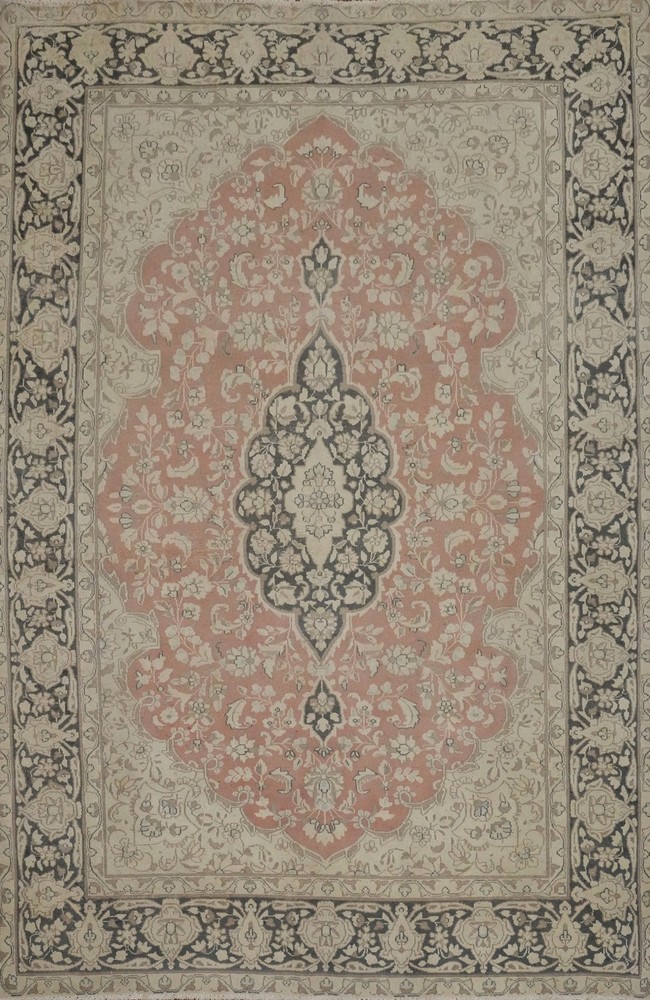 Vegetable Dye Pink Traditional Area Rug 7x9 ft Hand-knotted Wool Distressed Rug
