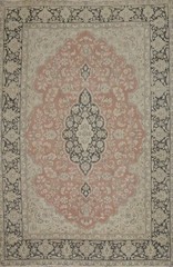 Vegetable Dye Pink Traditional Area Rug 7×9 ft Hand-knotted Wool Distressed Rug