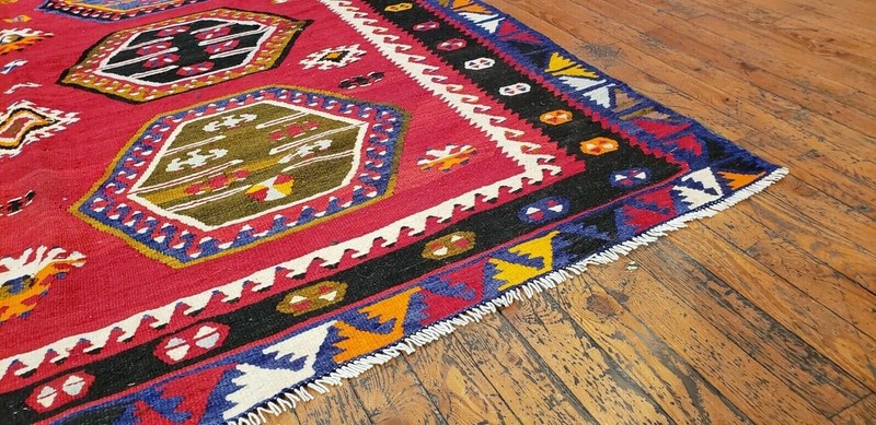 Cr1900-1939s Antique Tent-Woven Kilim Traditional Bohemian Rug 5'3"×10' gallery